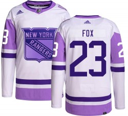 Adam Fox New York Rangers Youth Adidas Authentic Hockey Fights Cancer Jersey