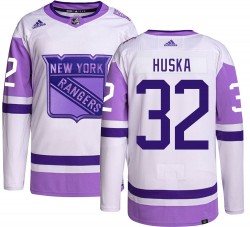 Adam Huska New York Rangers Men's Adidas Authentic Hockey Fights Cancer Jersey