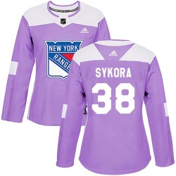 Adam Sykora New York Rangers Women's Adidas Authentic Purple Fights Cancer Practice Jersey