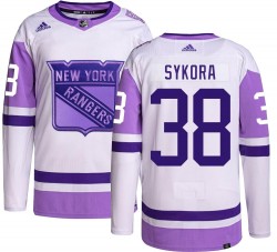 Adam Sykora New York Rangers Youth Adidas Authentic Hockey Fights Cancer Jersey