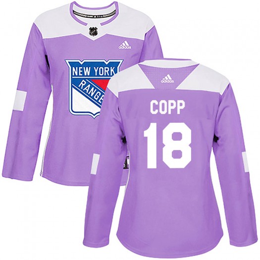 Andrew Copp New York Rangers Women's Adidas Authentic Purple Fights Cancer Practice Jersey