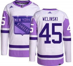 Andy Welinski New York Rangers Men's Adidas Authentic Hockey Fights Cancer Jersey