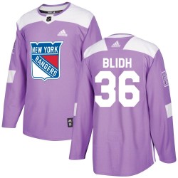 Anton Blidh New York Rangers Youth Adidas Authentic Purple Fights Cancer Practice Jersey