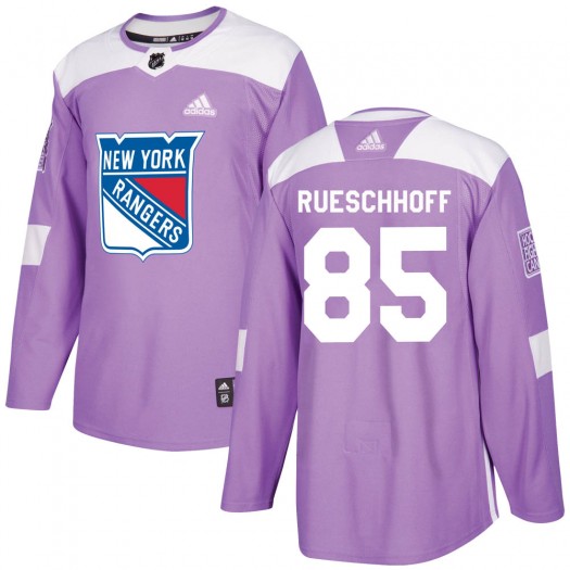 Austin Rueschhoff New York Rangers Men's Adidas Authentic Purple Fights Cancer Practice Jersey