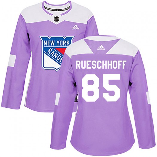 Austin Rueschhoff New York Rangers Women's Adidas Authentic Purple Fights Cancer Practice Jersey