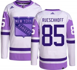 Austin Rueschhoff New York Rangers Youth Adidas Authentic Hockey Fights Cancer Jersey