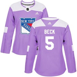Barry Beck New York Rangers Women's Adidas Authentic Purple Fights Cancer Practice Jersey
