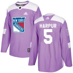 Ben Harpur New York Rangers Youth Adidas Authentic Purple Fights Cancer Practice Jersey