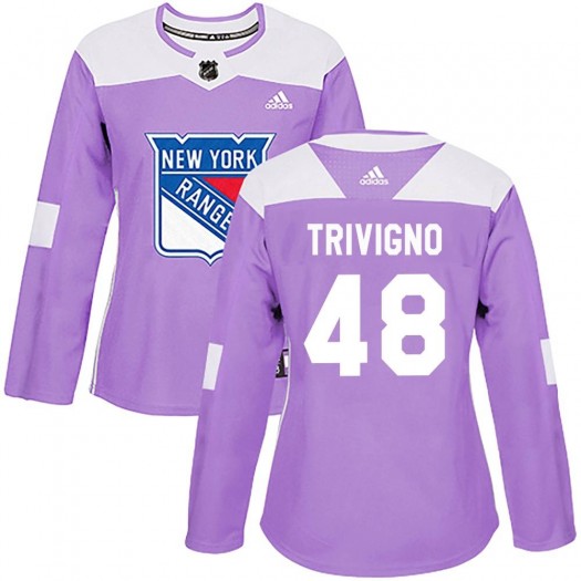 Bobby Trivigno New York Rangers Women's Adidas Authentic Purple Fights Cancer Practice Jersey