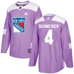 Braden Schneider New York Rangers Youth Adidas Authentic Purple Fights Cancer Practice Jersey