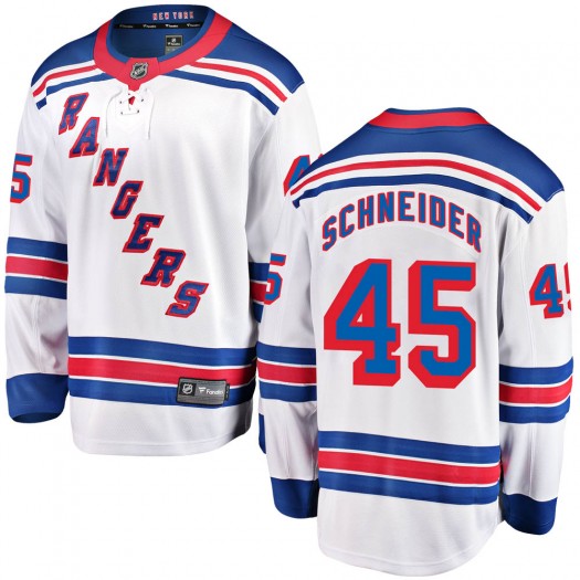 Braden Schneider New York Rangers Youth Fanatics Branded White Breakaway Away Jersey