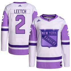 Brian Leetch New York Rangers Men's Adidas Authentic White/Purple Hockey Fights Cancer Primegreen Jersey