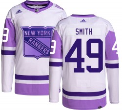 C.J. Smith New York Rangers Men's Adidas Authentic Hockey Fights Cancer Jersey