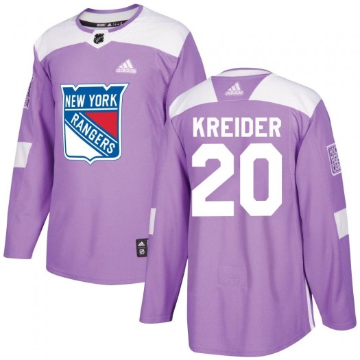 Chris Kreider New York Rangers Youth Adidas Authentic Purple Fights Cancer Practice Jersey