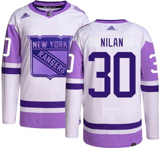 Chris Nilan New York Rangers Men's Adidas Authentic Hockey Fights Cancer Jersey