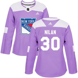 Chris Nilan New York Rangers Women's Adidas Authentic Purple Fights Cancer Practice Jersey