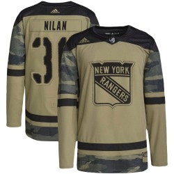 Chris Nilan New York Rangers Youth Adidas Authentic Camo Military Appreciation Practice Jersey