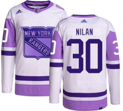 Chris Nilan New York Rangers Youth Adidas Authentic Hockey Fights Cancer Jersey