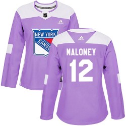 Don Maloney New York Rangers Women's Adidas Authentic Purple Fights Cancer Practice Jersey