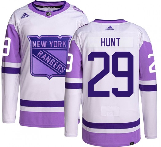 Dryden Hunt New York Rangers Men's Adidas Authentic Hockey Fights Cancer Jersey