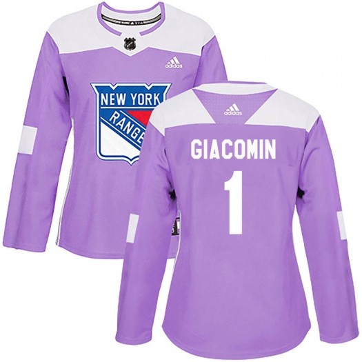 Eddie Giacomin New York Rangers Women's Adidas Authentic Purple Fights Cancer Practice Jersey