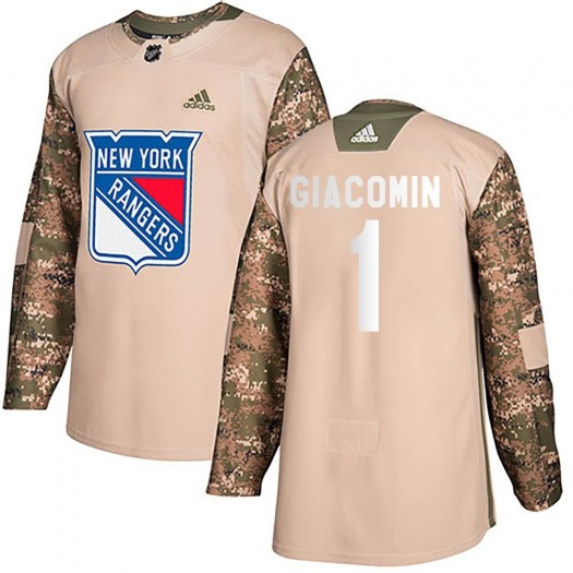 Eddie Giacomin New York Rangers Youth Adidas Authentic Camo Veterans Day Practice Jersey