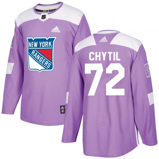 Filip Chytil New York Rangers Men's Adidas Authentic Purple Fights Cancer Practice Jersey