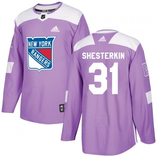 Igor Shesterkin New York Rangers Youth Adidas Authentic Purple Fights Cancer Practice Jersey