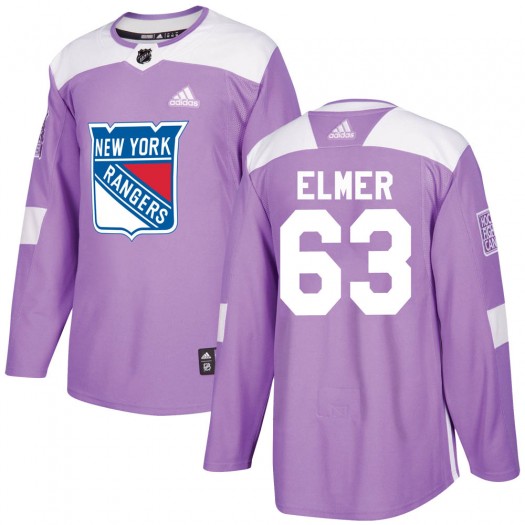Jake Elmer New York Rangers Youth Adidas Authentic Purple Fights Cancer Practice Jersey
