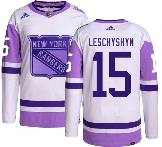 Jake Leschyshyn New York Rangers Men's Adidas Authentic Hockey Fights Cancer Jersey