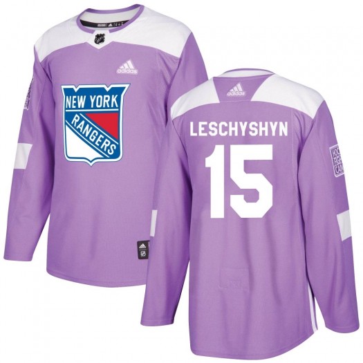 Jake Leschyshyn New York Rangers Youth Adidas Authentic Purple Fights Cancer Practice Jersey