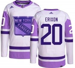 Jan Erixon New York Rangers Men's Adidas Authentic Hockey Fights Cancer Jersey