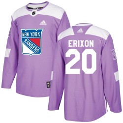 Jan Erixon New York Rangers Youth Adidas Authentic Purple Fights Cancer Practice Jersey