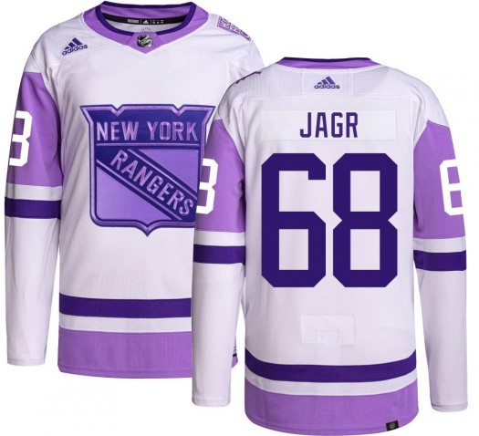 Jaromir Jagr New York Rangers Men's Adidas Authentic Hockey Fights Cancer Jersey