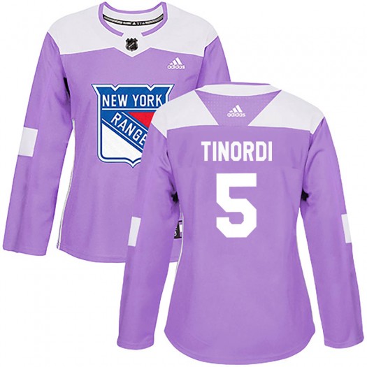 Jarred Tinordi New York Rangers Women's Adidas Authentic Purple Fights Cancer Practice Jersey
