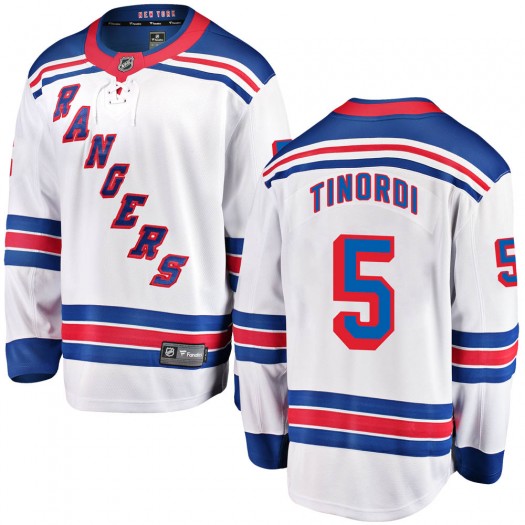 Jarred Tinordi New York Rangers Youth Fanatics Branded White Breakaway Away Jersey