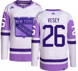Jimmy Vesey New York Rangers Men's Adidas Authentic Hockey Fights Cancer Jersey