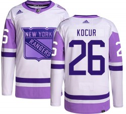 Joey Kocur New York Rangers Men's Adidas Authentic Hockey Fights Cancer Jersey