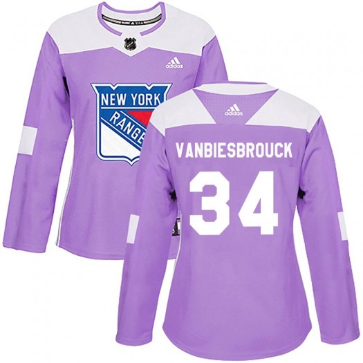 John Vanbiesbrouck New York Rangers Women's Adidas Authentic Purple Fights Cancer Practice Jersey
