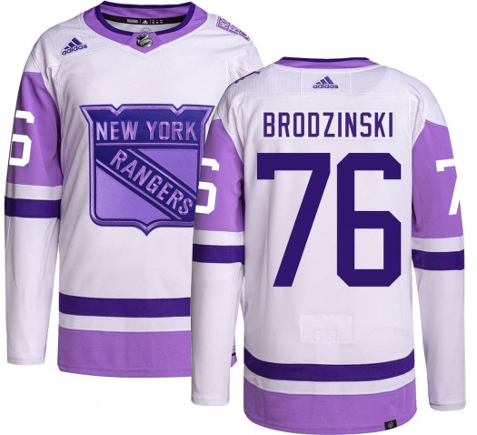 Jonny Brodzinski New York Rangers Men's Adidas Authentic Hockey Fights Cancer Jersey