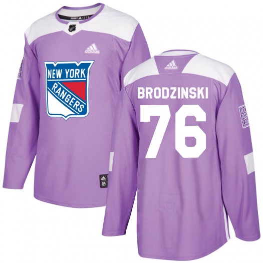 Jonny Brodzinski New York Rangers Youth Adidas Authentic Purple Fights Cancer Practice Jersey