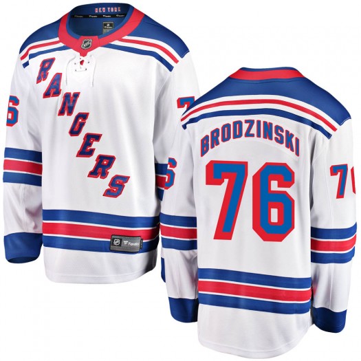 Jonny Brodzinski New York Rangers Youth Fanatics Branded White Breakaway Away Jersey