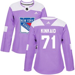 Keith Kinkaid New York Rangers Women's Adidas Authentic Purple Fights Cancer Practice Jersey