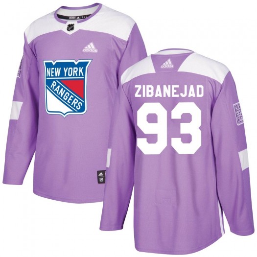 Mika Zibanejad New York Rangers Youth Adidas Authentic Purple Fights Cancer Practice Jersey