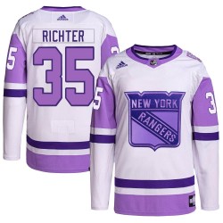 Mike Richter New York Rangers Men's Adidas Authentic White/Purple Hockey Fights Cancer Primegreen Jersey