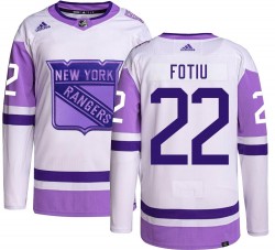 Nick Fotiu New York Rangers Youth Adidas Authentic Hockey Fights Cancer Jersey
