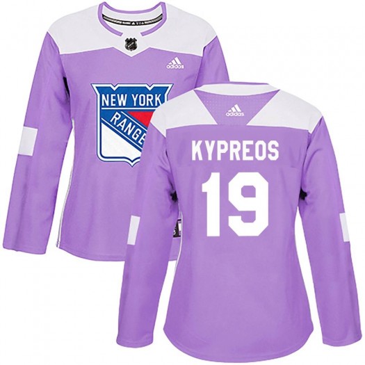 Nick Kypreos New York Rangers Women's Adidas Authentic Purple Fights Cancer Practice Jersey