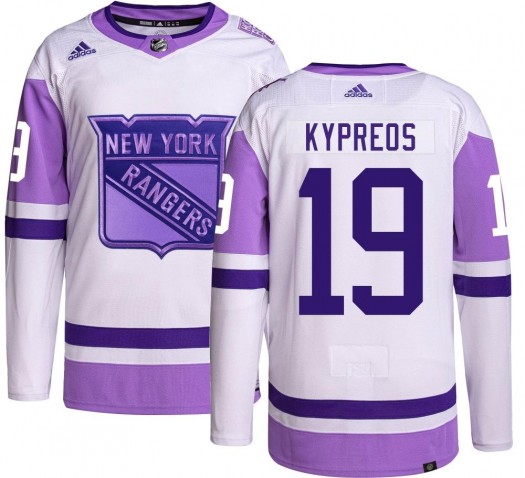 Nick Kypreos New York Rangers Youth Adidas Authentic Hockey Fights Cancer Jersey