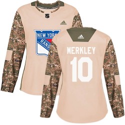 Nick Merkley New York Rangers Women's Adidas Authentic Camo Veterans Day Practice Jersey