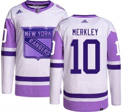 Nick Merkley New York Rangers Youth Adidas Authentic Hockey Fights Cancer Jersey